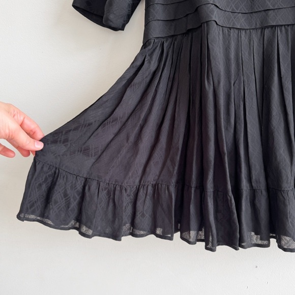 SANDRO • OBI Wrap-Effect Checked Voile Mini Dress in Black - Picture 9 of 16